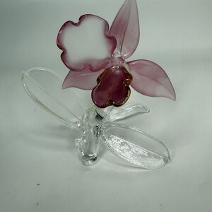 Elegant Pink Glass Orchid Figurine